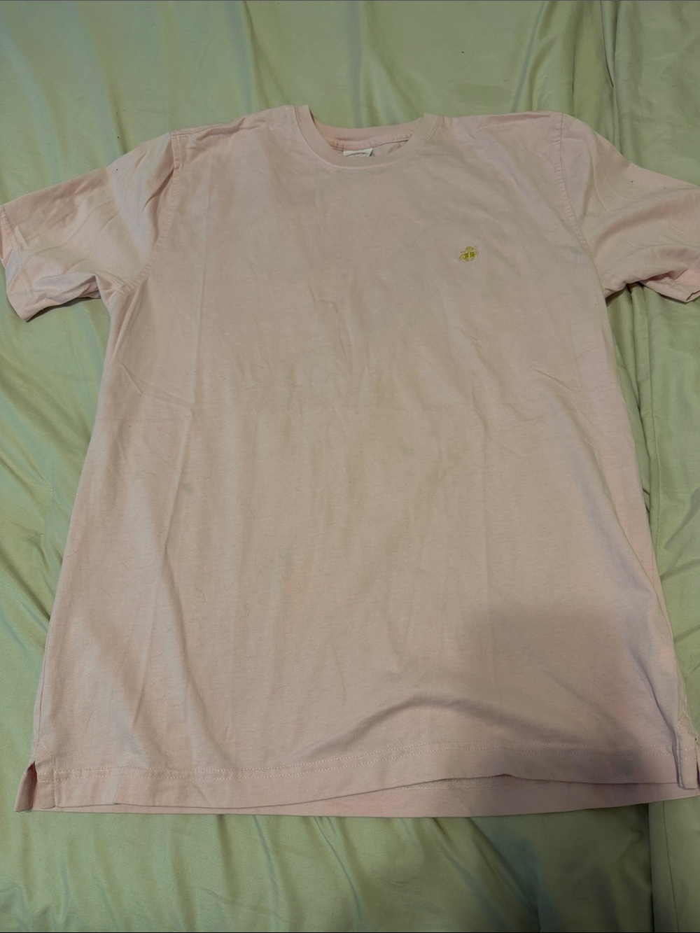 Brooks Brothers Light Pink Short Sleeve Tee with Small Yellow Logo
